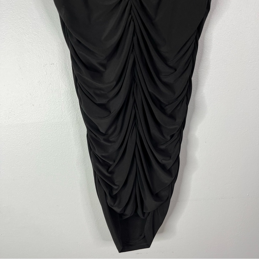 WHBM Dress Women’s XL Black Sleeveless Side Ruched Sheath LBD Lined Stretch - Picture 9 of 13